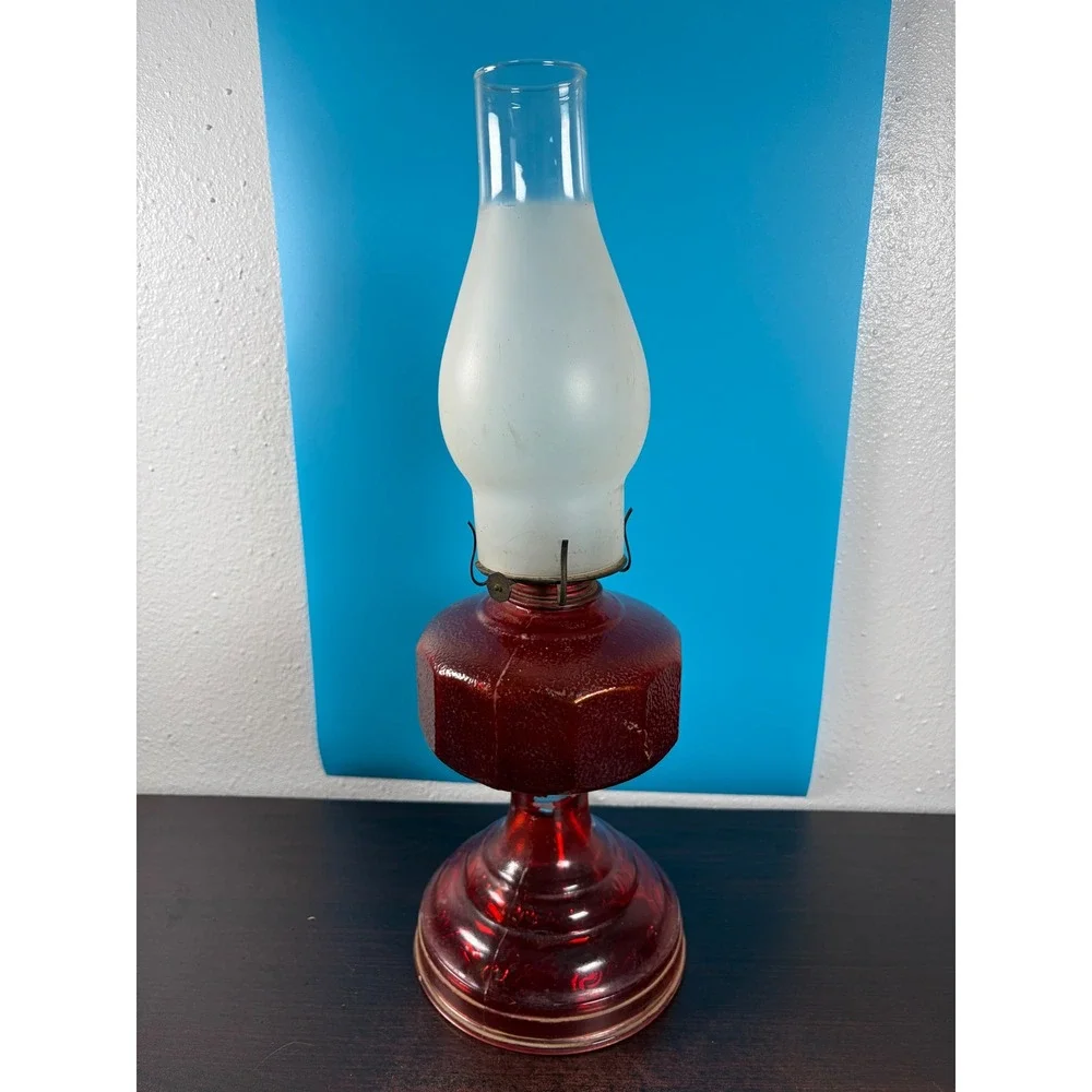 Antique Red Flash‎ Glass Hurricane Lamp